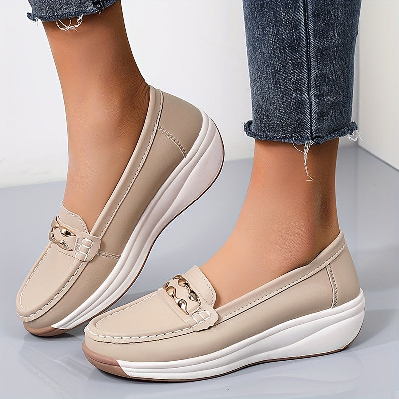 Women's Fashionable Slip-On Loafers with Anti-Slip Thick Soles