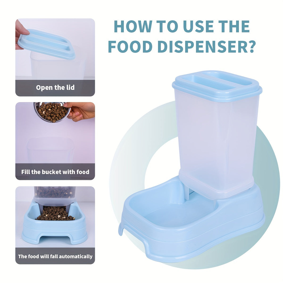 Large Capacity Automatic Pet Feeder for Cats and Dogs Non-Electric Indoor Use