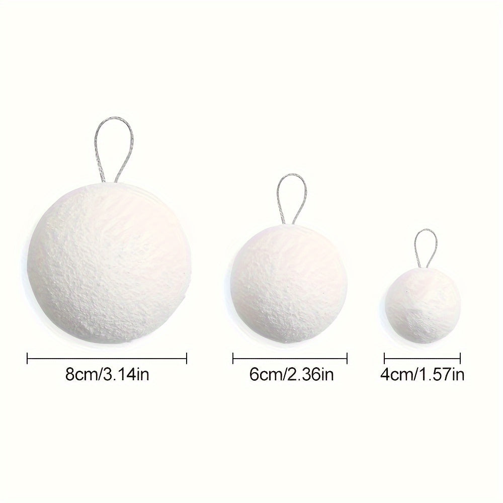 Juego de bolas de espuma blancas de 4cm, 6cm y 8cm para decoraciones de árbol de Navidad