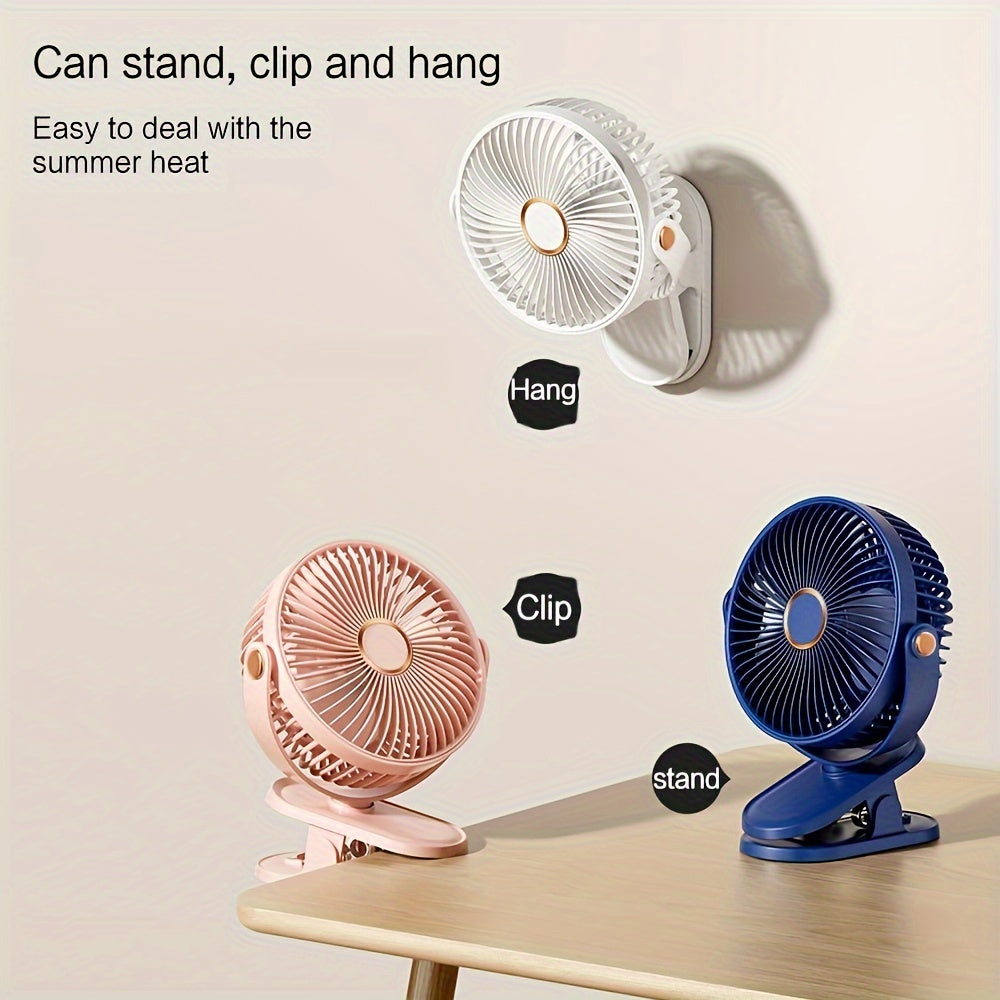 Vertical Clip-On Electric Fan with Adjustable Angles and Quiet Operation