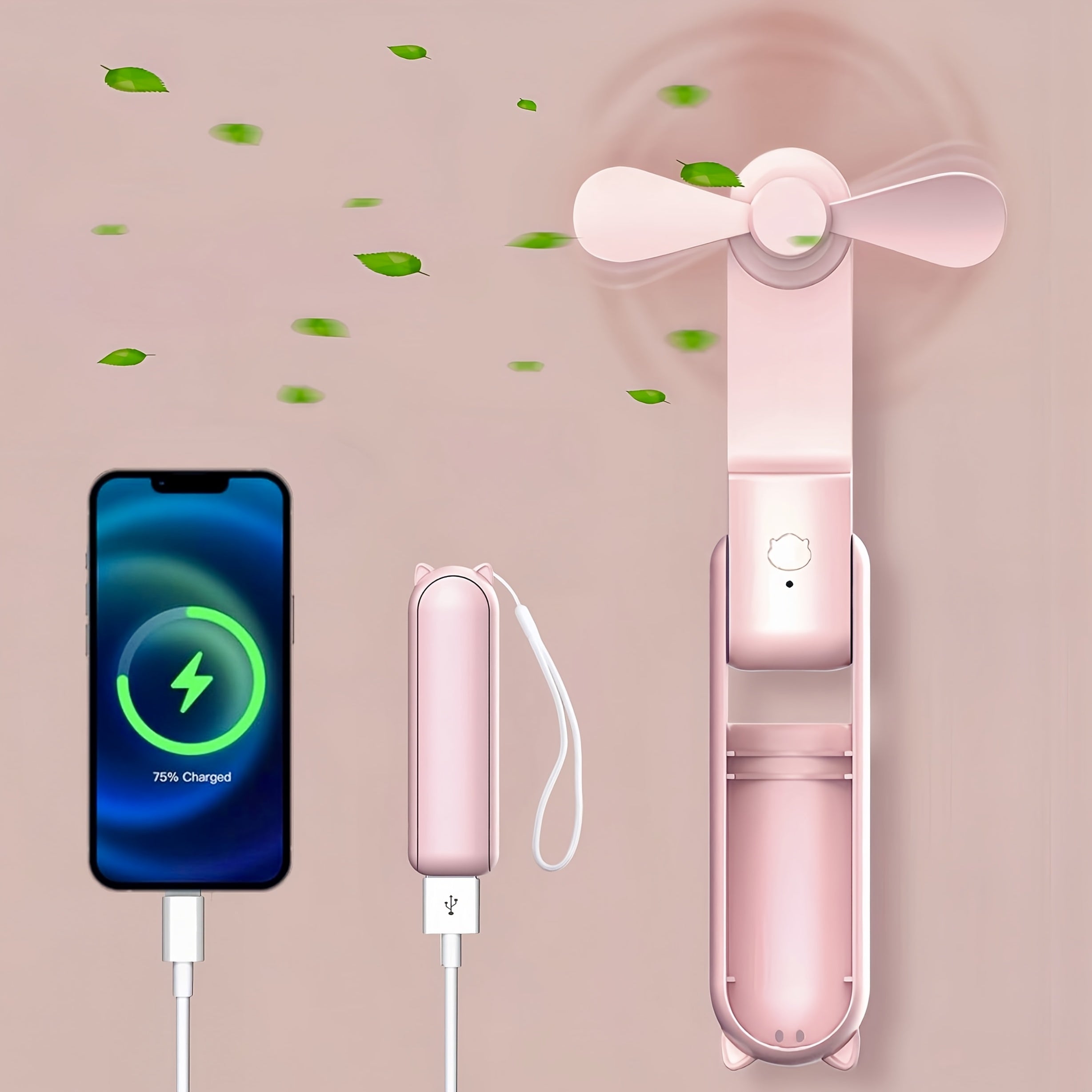 Portable USB Wearable Fan with 3 Speed Settings Rechargeable Battery for Camping Travel