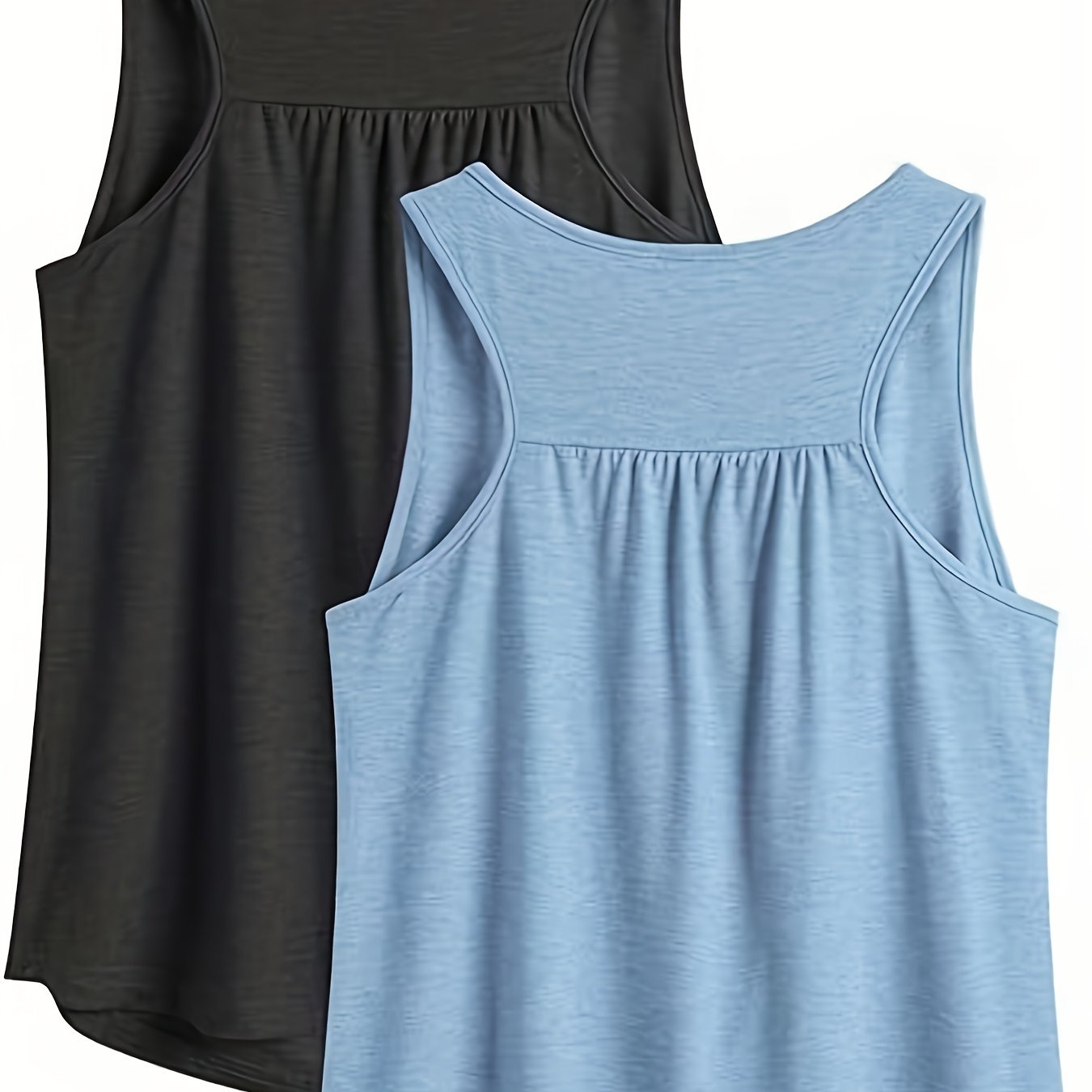 Топы женские с рюшами, без рукавов, однотонные, на лето, повседневные, двухкомплект