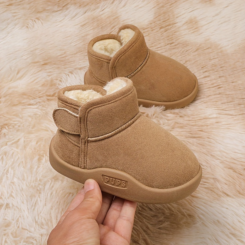 Children's Winter Snow Boots for Boys and Girls Short Velvet Lining Solid Color Casual Sports