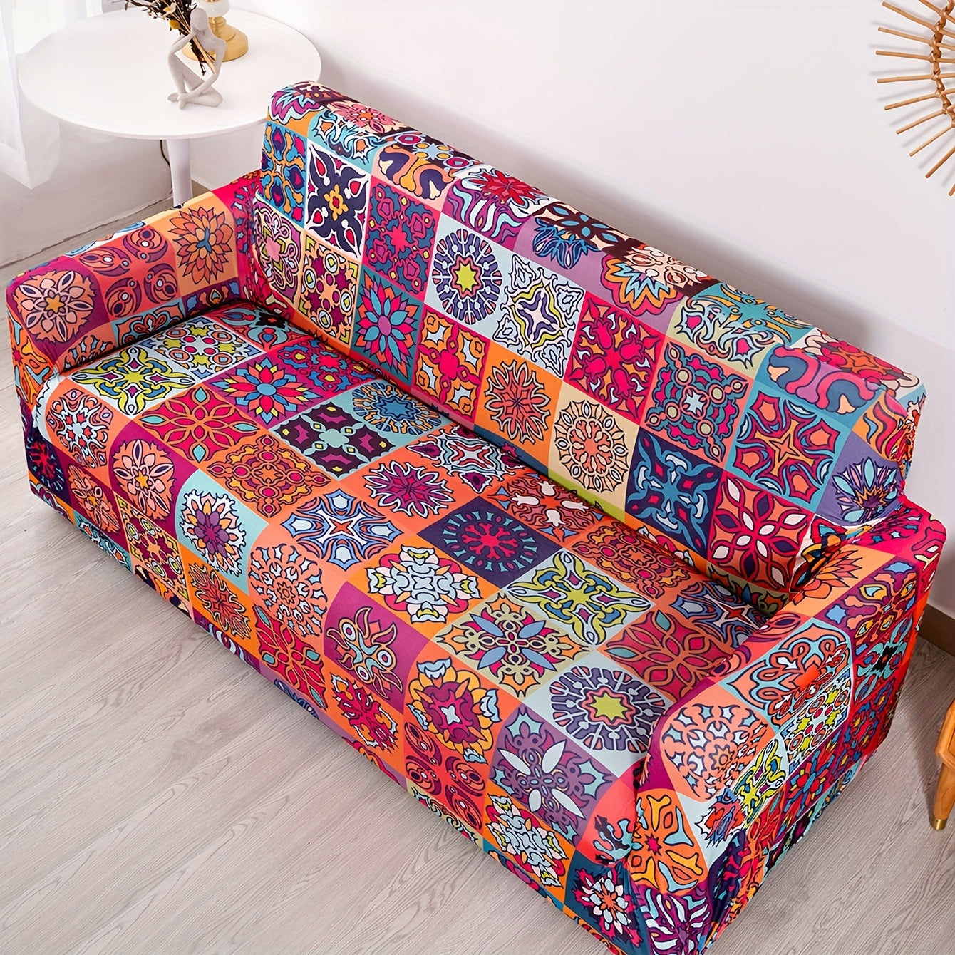 Bohemian Milk Printed Sofa Slipcover for Living Room Bedroom Office Non-Slip