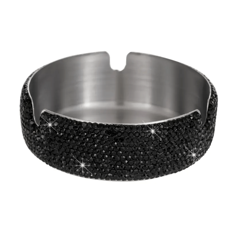 Unisex Stainless Steel Ashtray with Red and Blue Rims for Home Bar Office