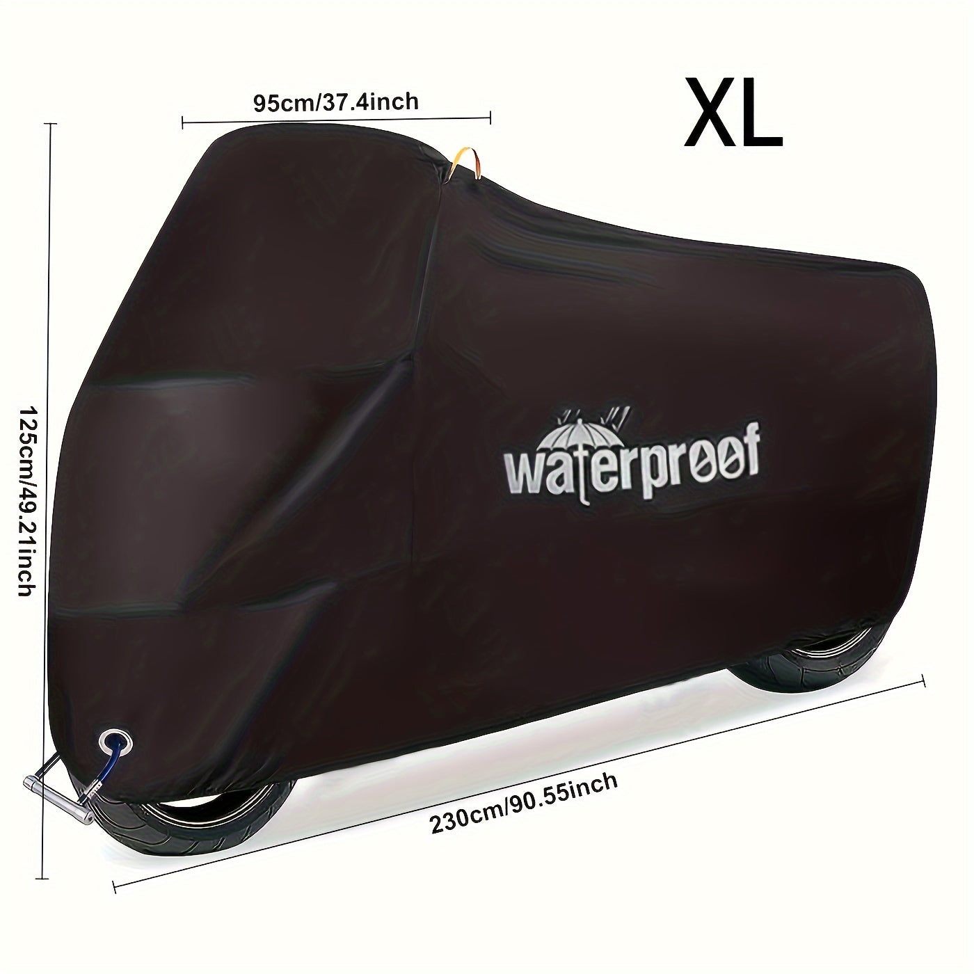 Mototsikl qoplami, suv o'tkazmaydigan, barcha mavsum uchun, 210D polyester, reflektiv kamarlar bilan