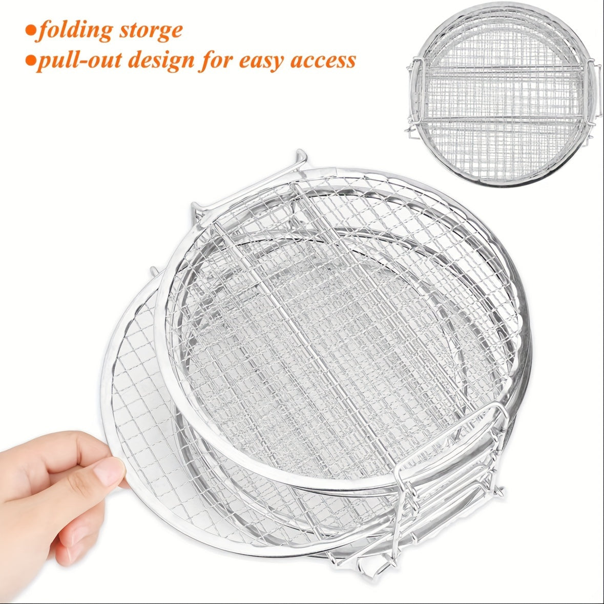 Stainless Steel besh qatlamli bug'lash rack va quritish aksessuari Air Fryer uchun