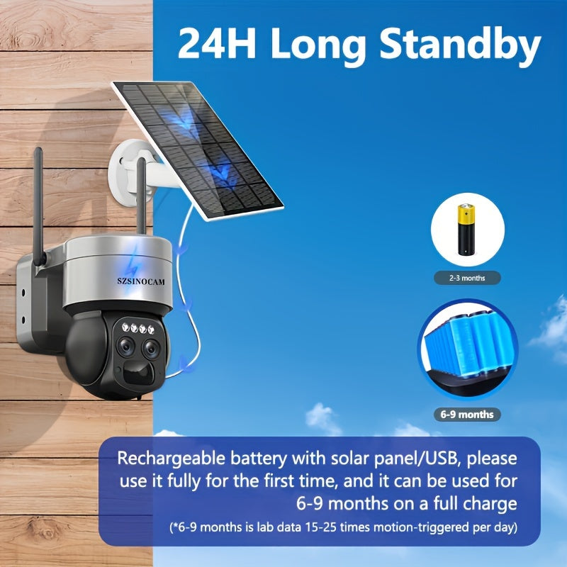 6MP PTZ HD Outdoor Security Camera with 8X Hybrid Zoom Dual Lens Color Night Vision Waterproof WiFi Motion Detection