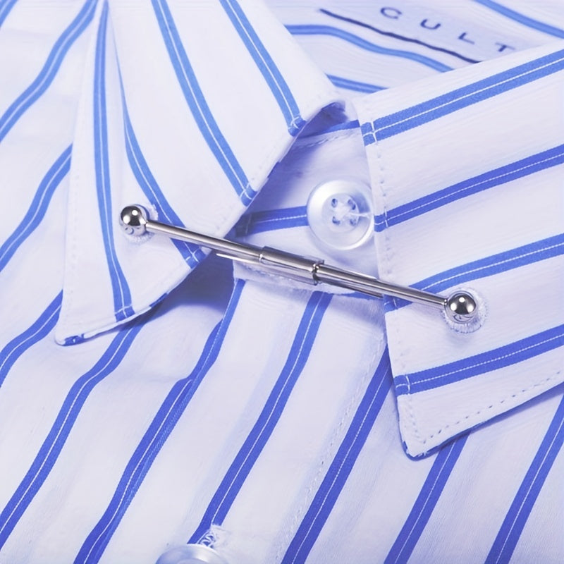 Men's Silver Tie Clip Bar Brooch for Formal Business or Anniversary Party