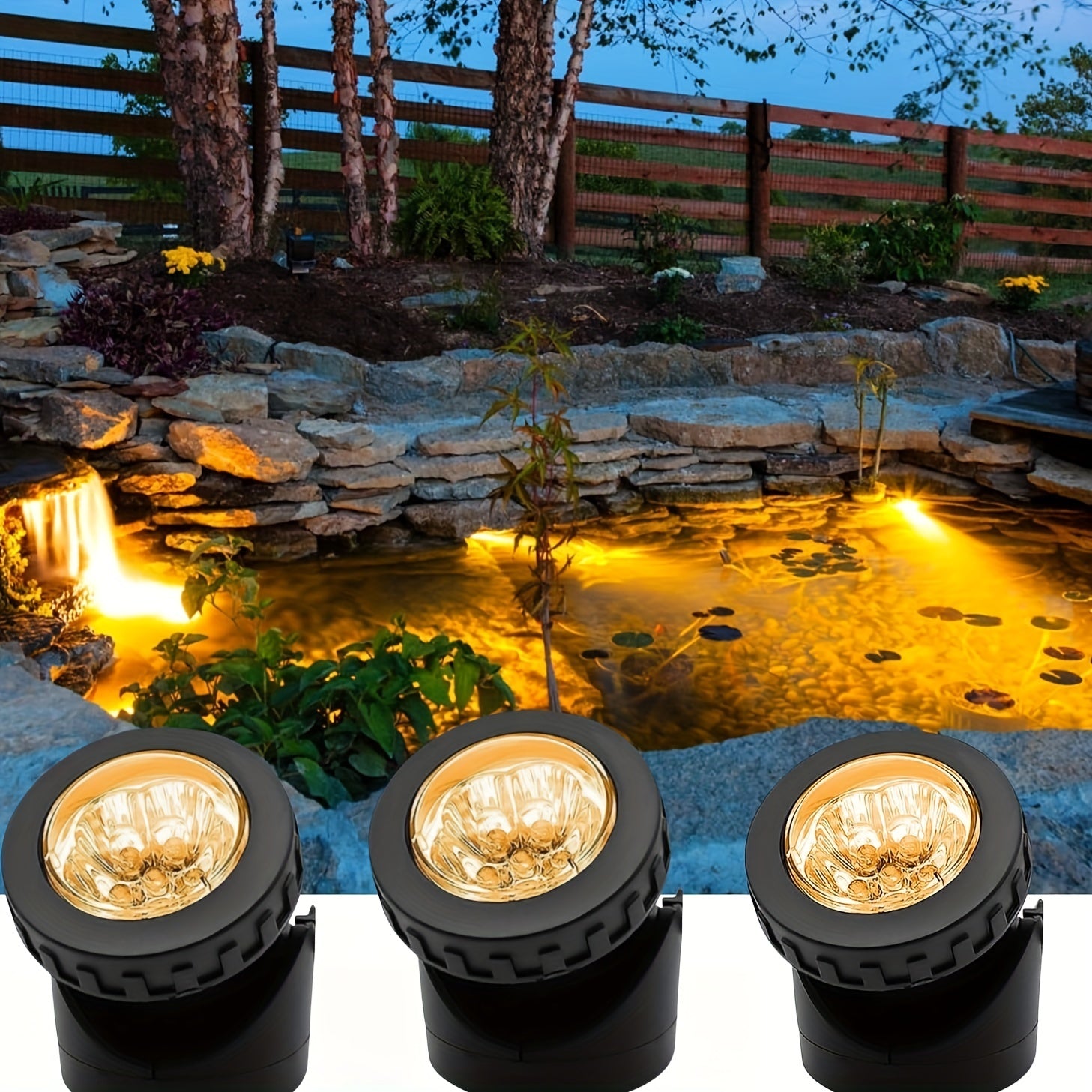Luces de estanque solares con 6 LED, iluminación de seguridad exterior sumergible para jardines y fuentes