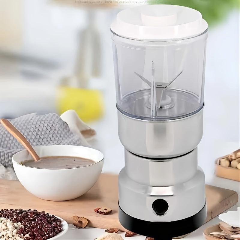 Round 4-Leaf Stainless Steel Electric Coffee Bean Grinder, 300W, 2000rpm, 10-second Fast Grinding, Dual-Use Dry and Wet, One-Button Control, European Standard Plug, 220-240V Power Supply