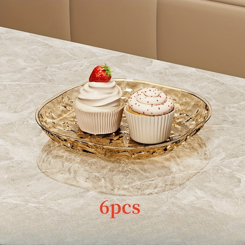 Set of 6 Square Water Ripple Plastic Serving Trays for Snacks Fruits Desserts
