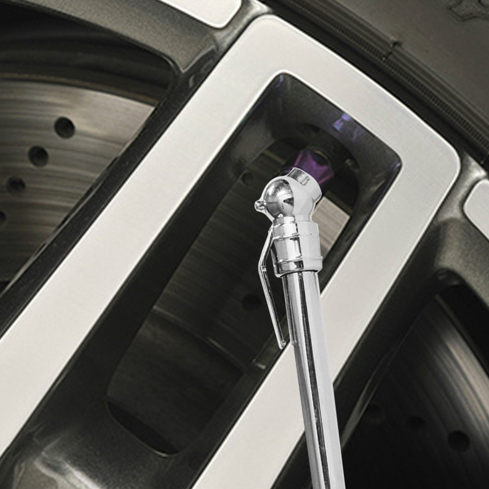 Sayohat uchun avtomobil g'ildirak bosimi o'lchagichi, kumush rangli g'ildirak bosimi o'lchash asbobi