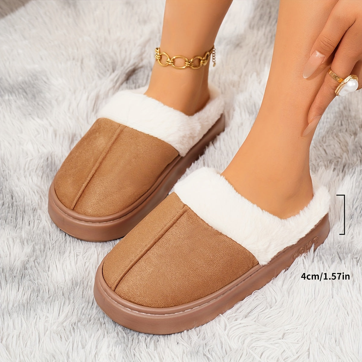 Unisex Cozy Fluffy Slippers for Home, Soft Plush Upper, Comfortable Warmth