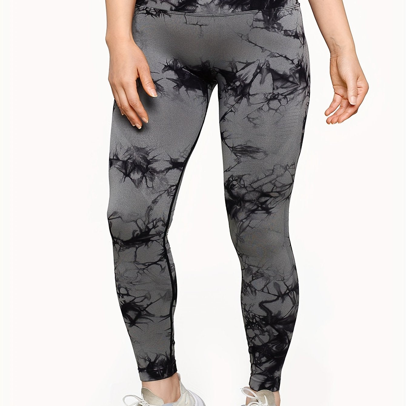 Женские леггинсы для йоги с высоким поясом и эффектом тай-дай, с эластичной и впитывающей тканью