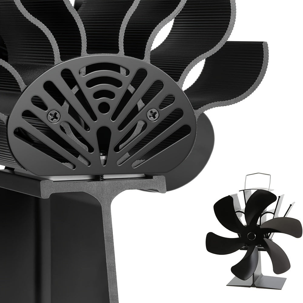 Eco-Friendly Fireplace Fan 6 Blades Hand-Cranked Aluminum High-Speed Air Circulation