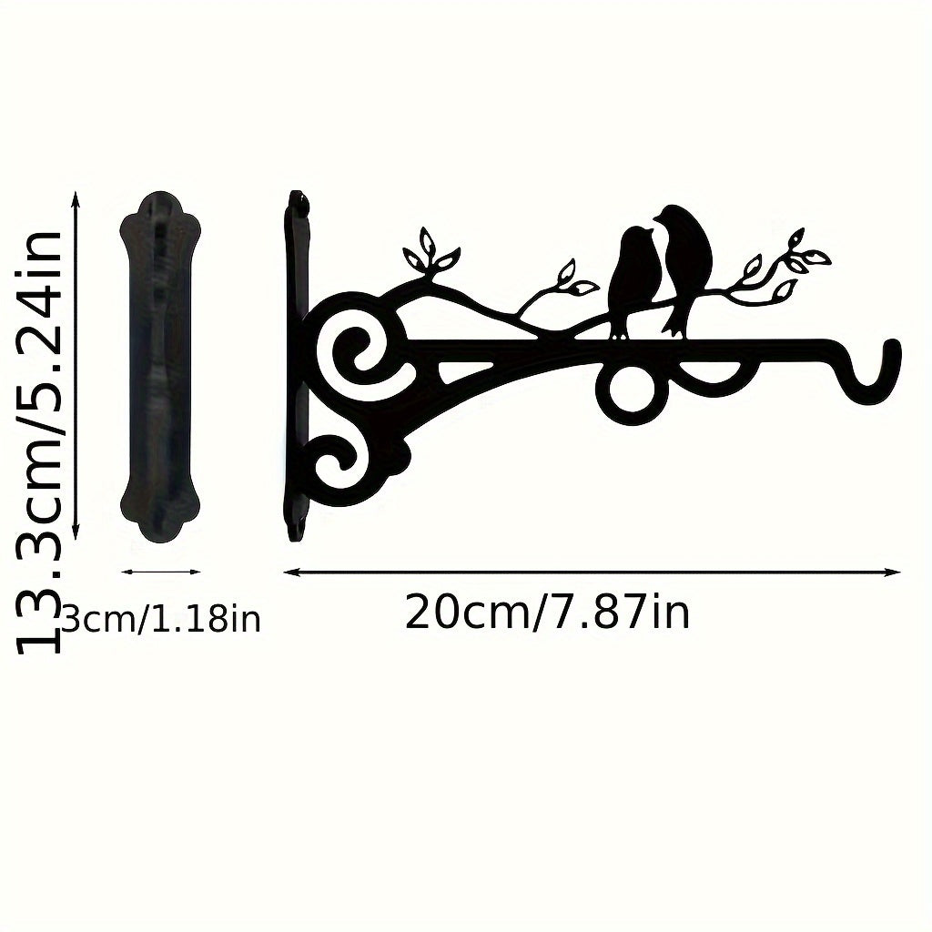 Qora temir quvurlar bilan ikki qush devor uchun qulf, gul kosalarini osish uchun, bog'lar va balkonlar