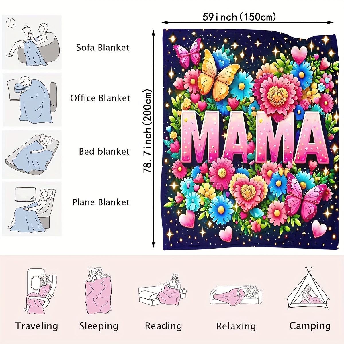 Thanksgiving Flannel Blanket for Women Warm Throw Shawl for Lunch Breaks