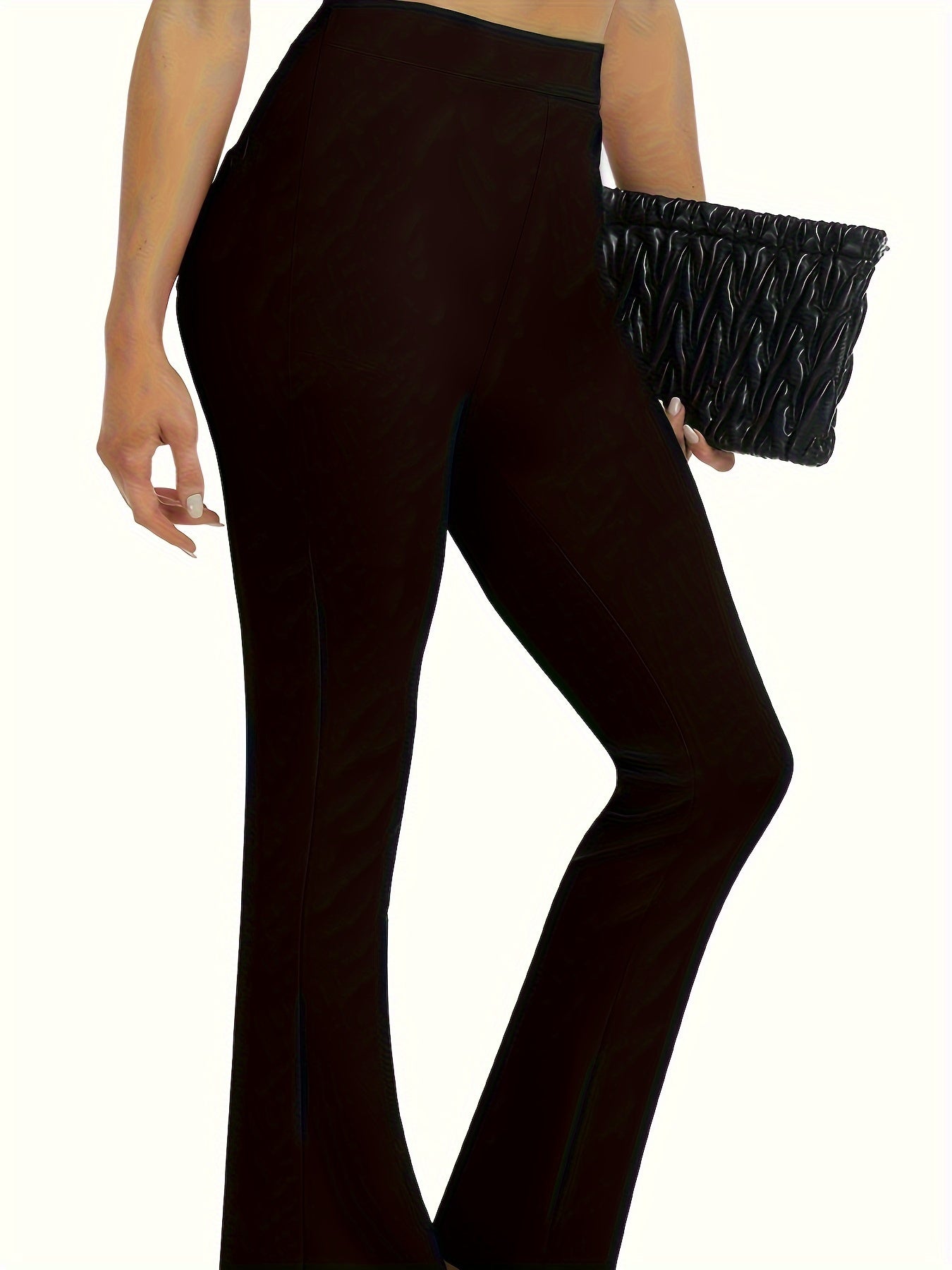 Plus o'lchamda kengaytiriladigan to'g'ri chiziqli shimlar ayollar uchun yuqori bel, bir rangli