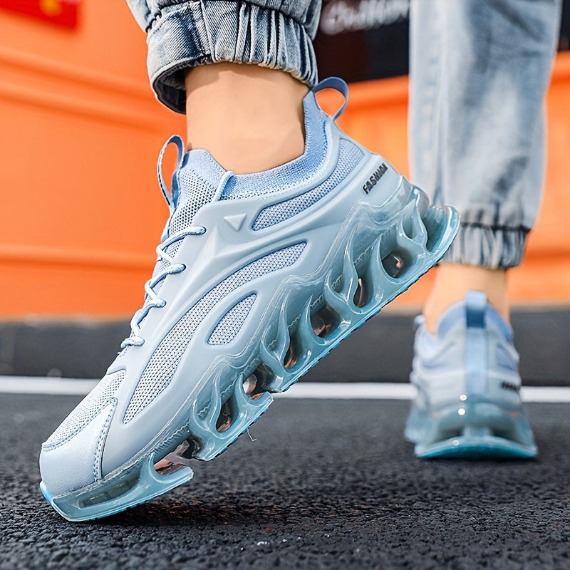 Men's Running Shoes Breathable Mesh Athletic Sneakers Lace-Up TPU Sole Casual