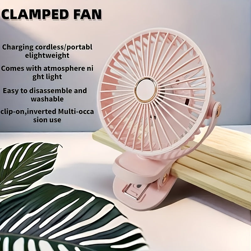 Portable Clip Fan USB Rechargeable Quiet Battery Operated for Camping Travel Desk Outdoor