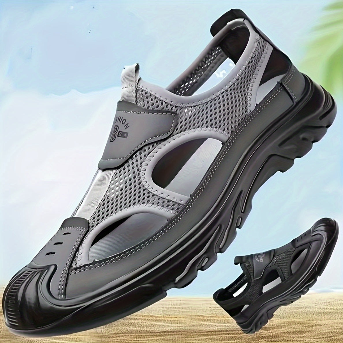 Men's Breathable Sports Sandals Lightweight Durable Fabric Upper PU Sole Low Top All-Season