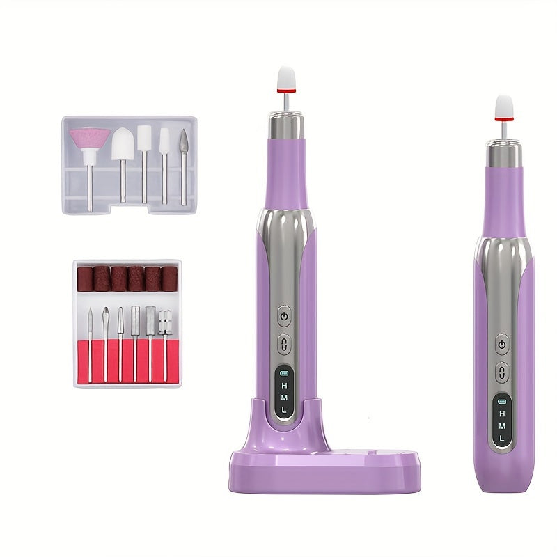 Portable Electric Nail Drill with USB Charging 3-Speed Low Noise Manicure Pedicure Tool