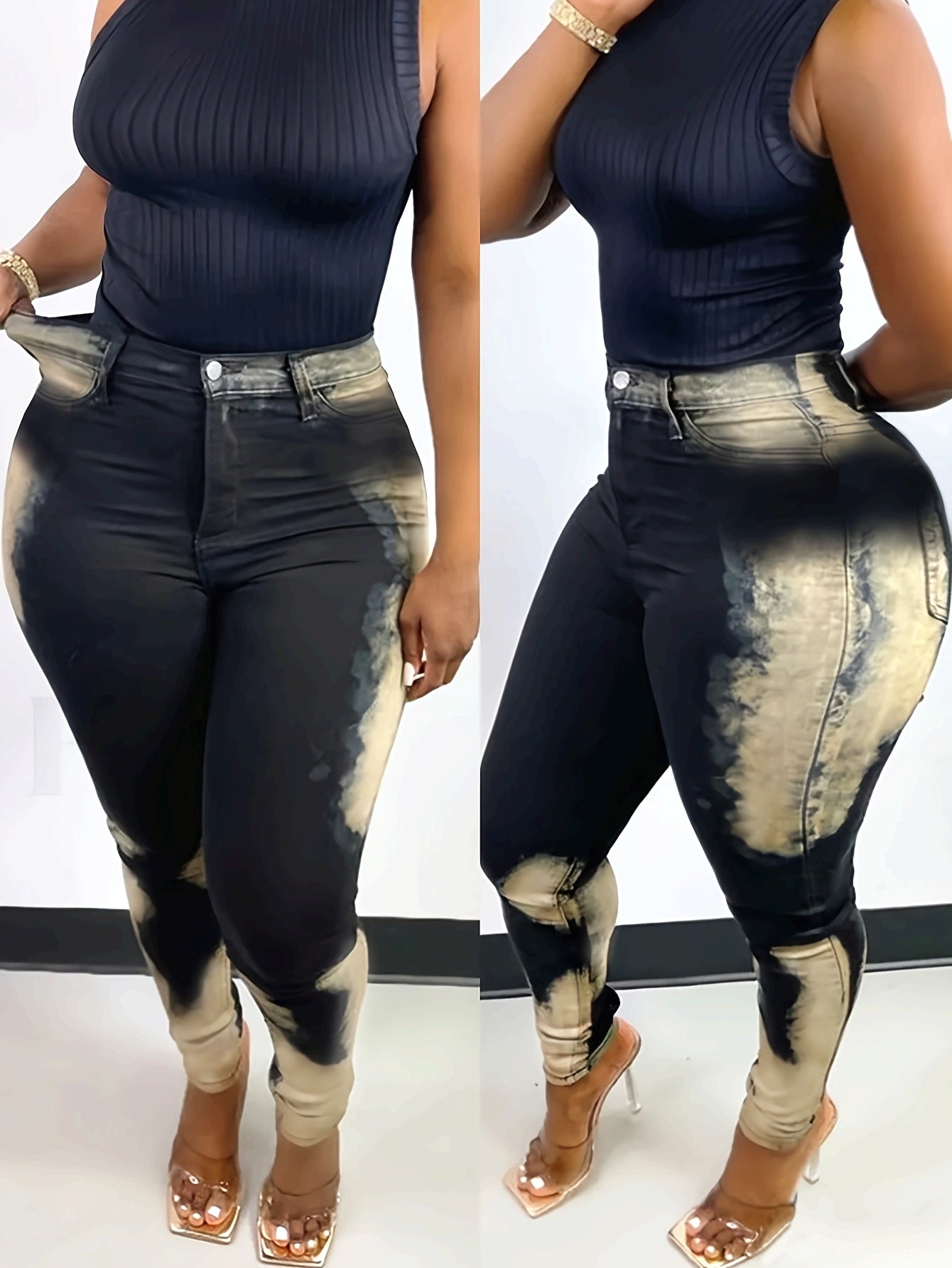 Women's Curvy Denim Pants Casual Fit Stretchy Jeggings