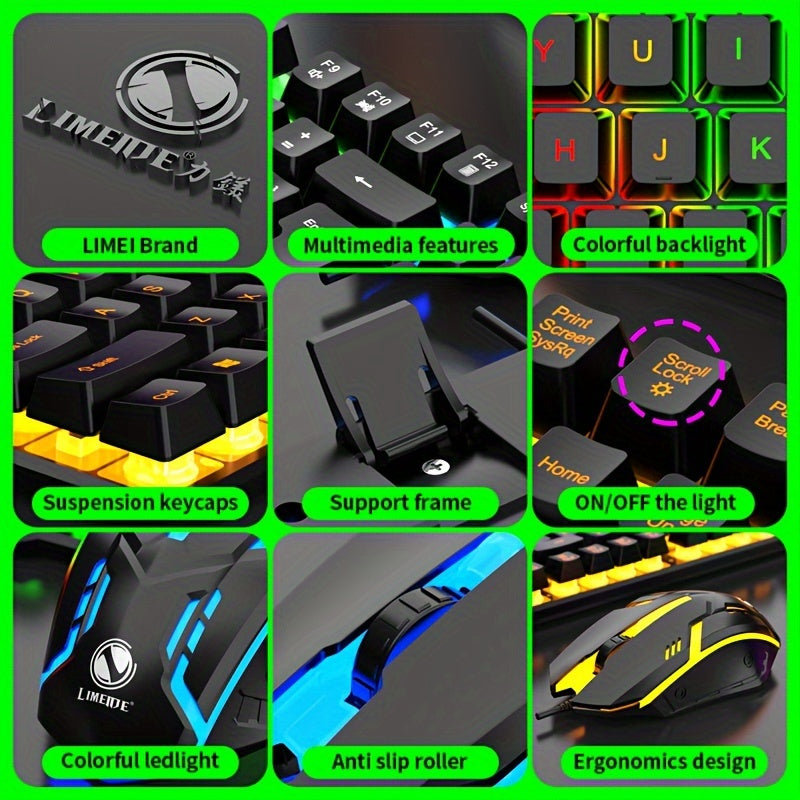 LED Backlit Gaming Keyboard and Mouse Set with 104 Keys