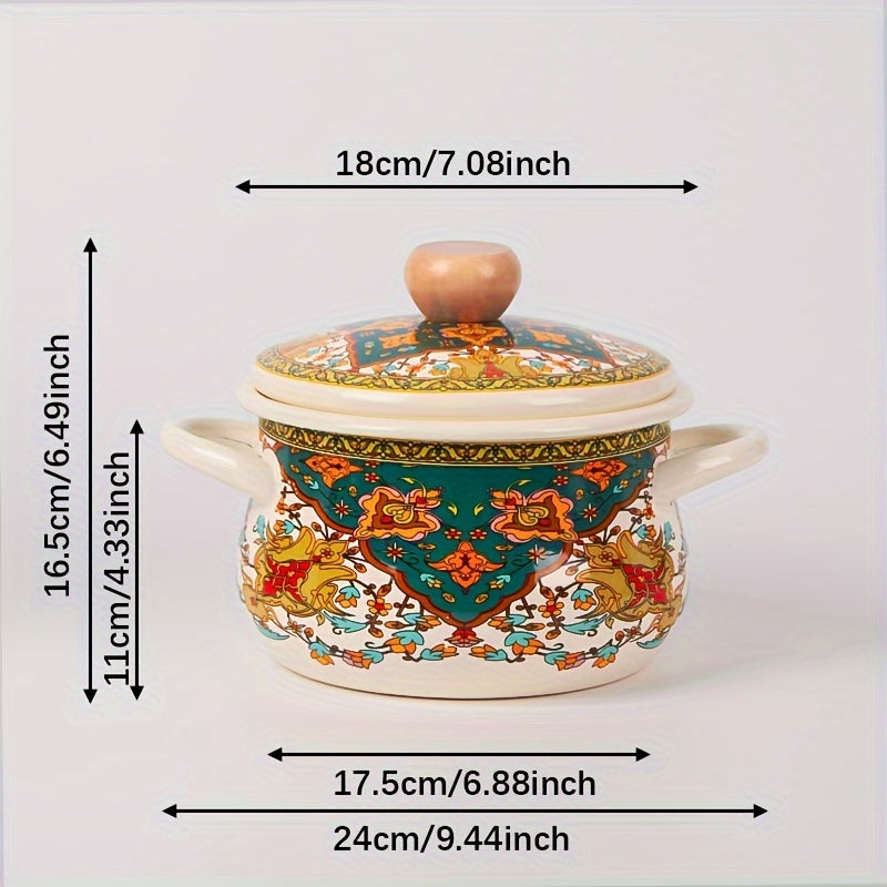 Enamel Pot with Cartoon Design for Cooking and Serving, Kitchen Essential