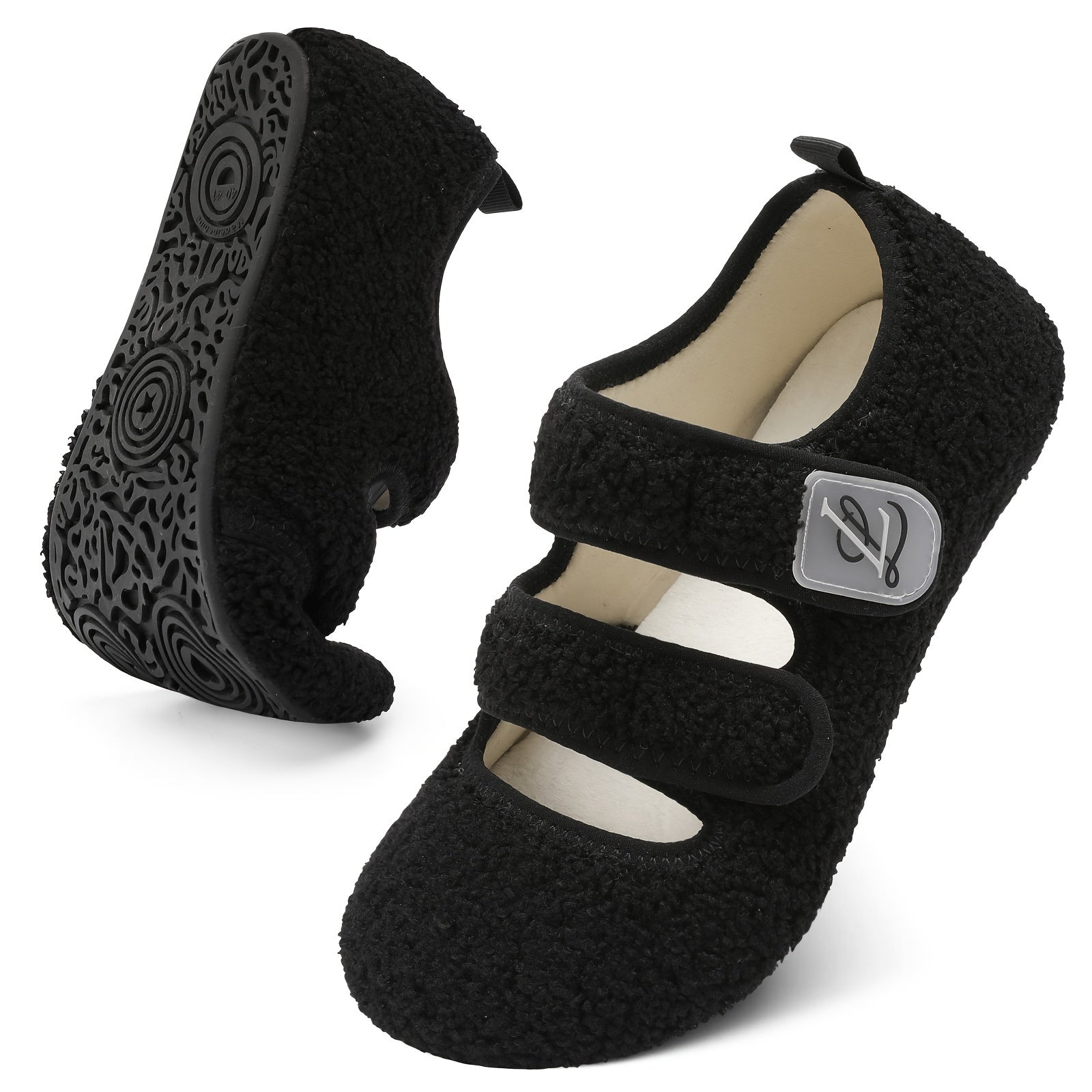 Women Slip-On Shoes Black Fabric Non-Slip Indoor Outdoor Comfort