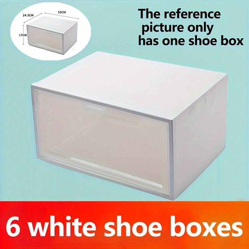 Clear Plastic Shoe Storage Boxes 6-Pack with Flip Top Closure for Sneakers and Athletic Shoes