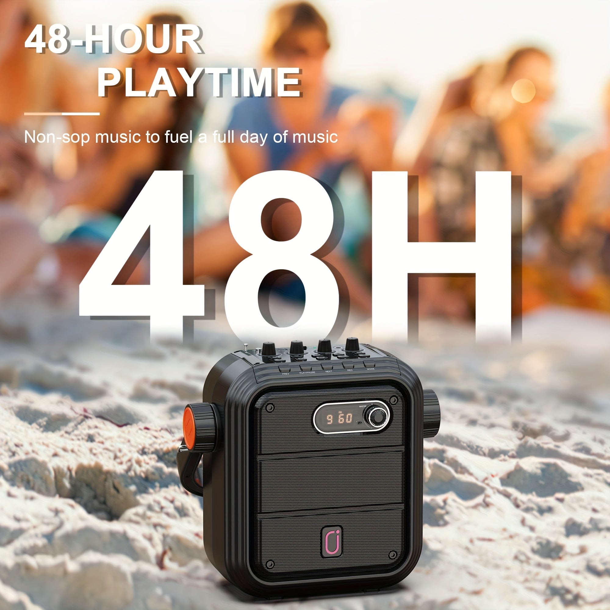 Portable Karaoke Speaker System with 2 Wireless UHF Microphones 15W TWS FM Radio Audio Recording