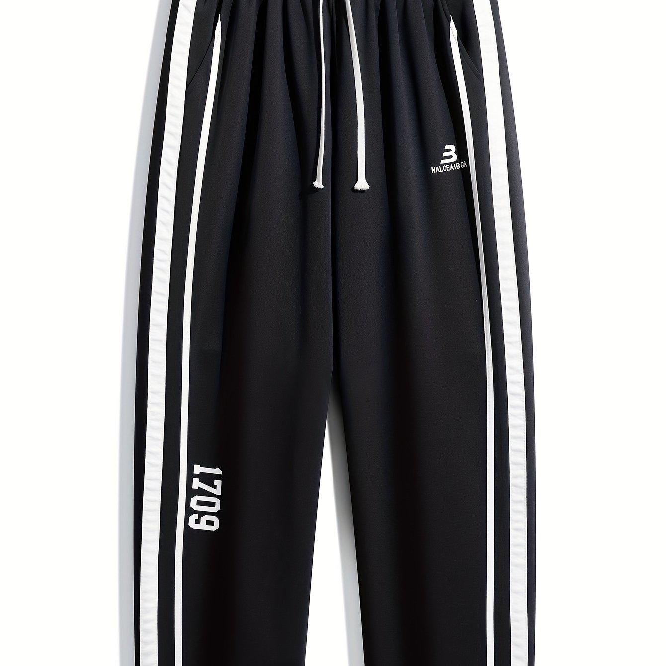 Adult Geometric Patterned Stretchy Track Pants Polyester Blend All-Season Plus Size