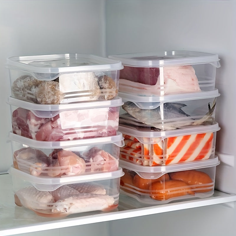 10pcs Refrigerator Frozen Meat Storage Boxes with Separated Compartments and Sealed Preservation