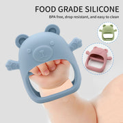 Baby Teething Toy Children's Silicone Bear Teether Gloves for Fall Prevention