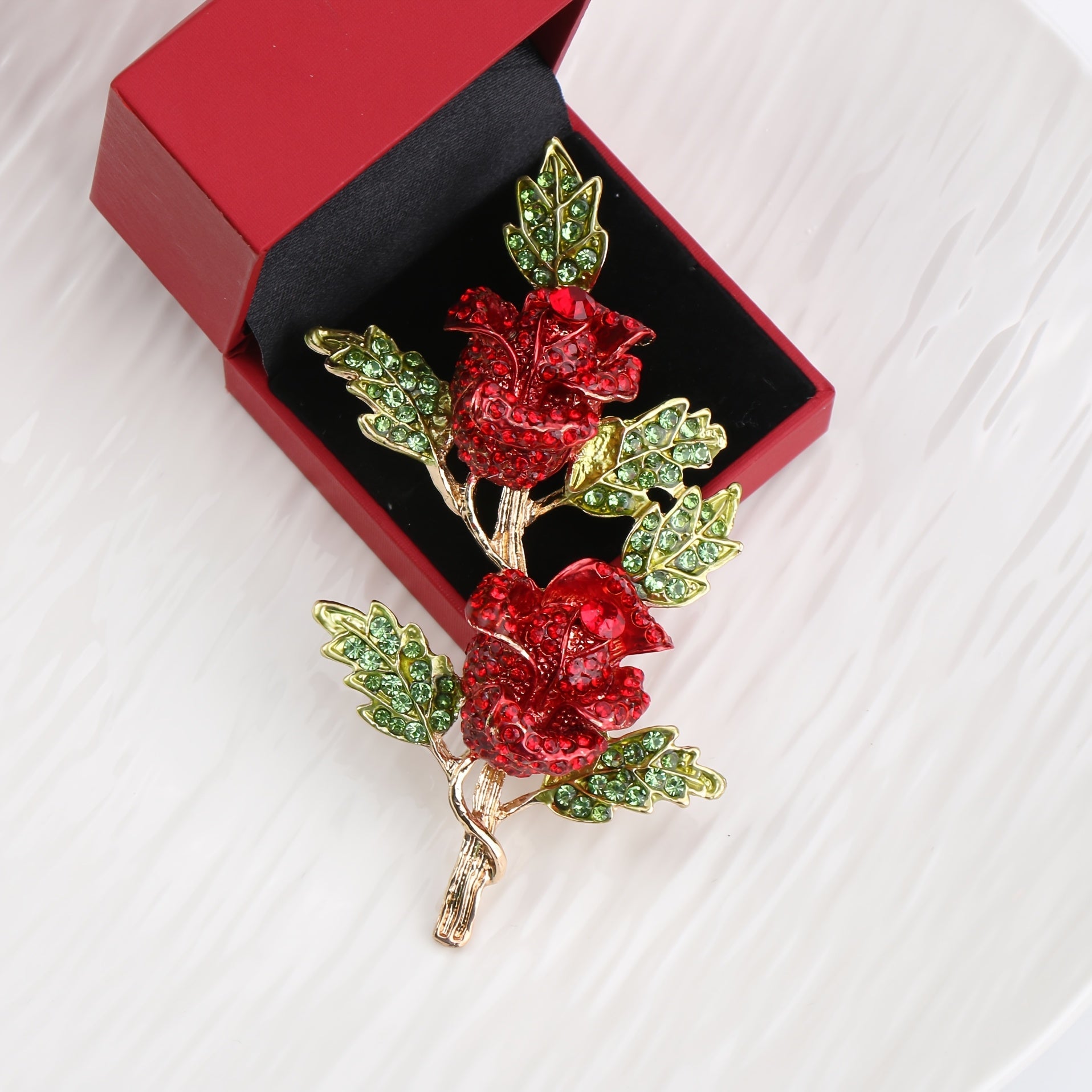 Elegant Rhinestone Rose Brooch for Dresses and Suits Gift for Valentine's Day or Christmas