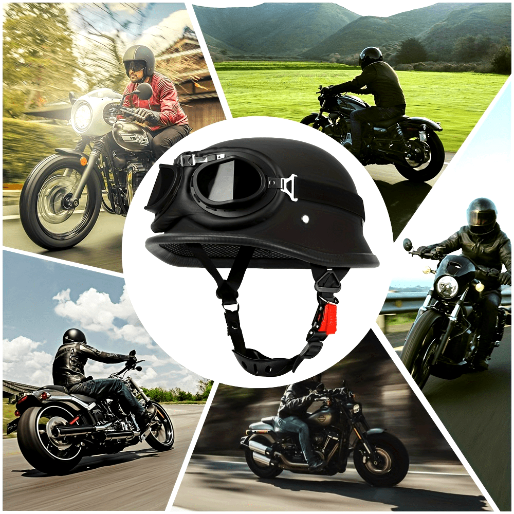 Vintage Open Face Motorcycle Helmet Retro Half Helmet S-XXL Pilot Approved