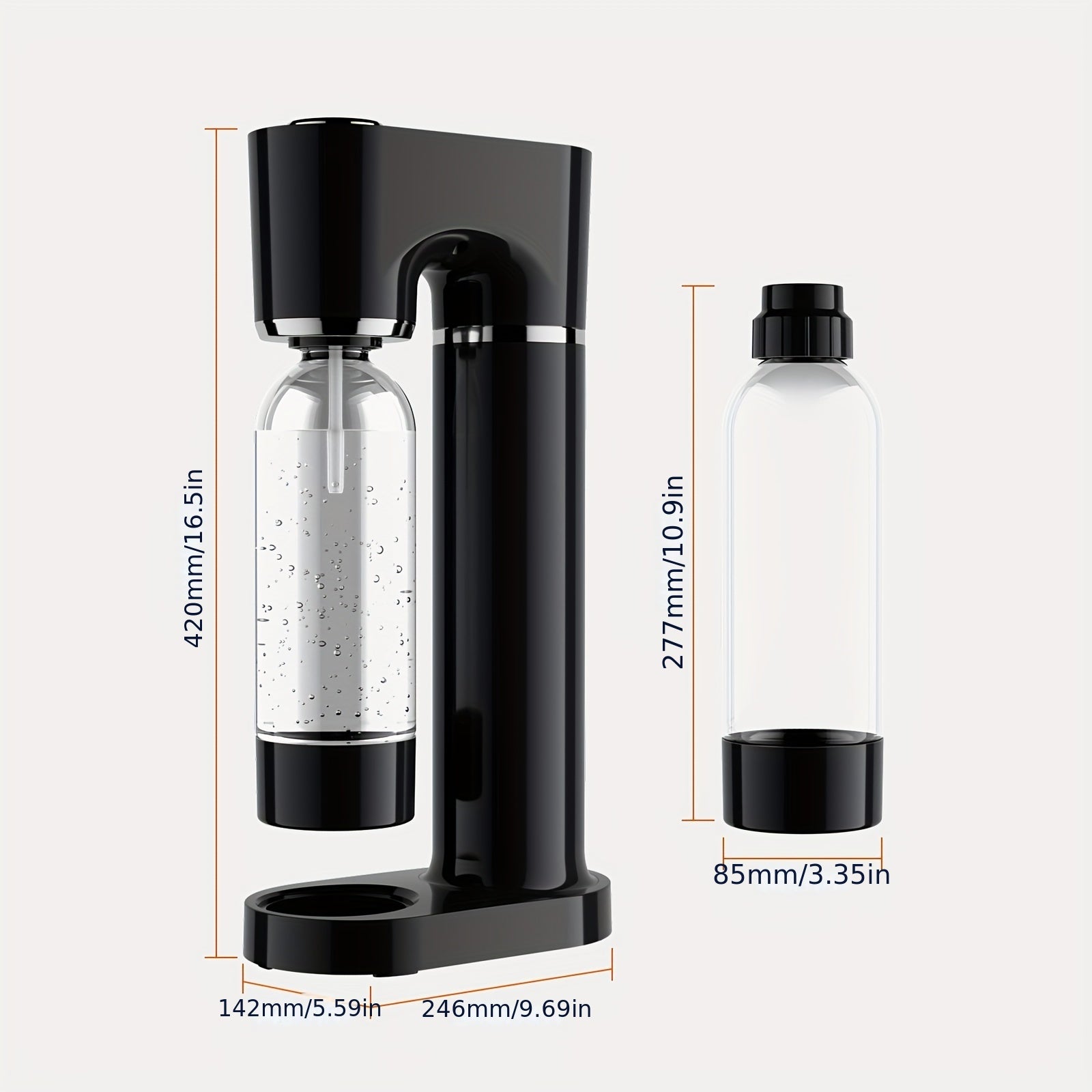 Qattiq disk Soda mashinasi, 1L Bpa-free qayta ishlatiladigan shisha bilan, 60L CO2 silindri bilan mos keladi. Toʻldirilmagan holatda ishlash, deflyatsiya tugmasi bilan, 10L gacha sigʻim.