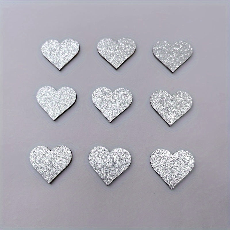 Wooden Peach Heart Decoration with Gold and Silver Glitter for Wedding Table