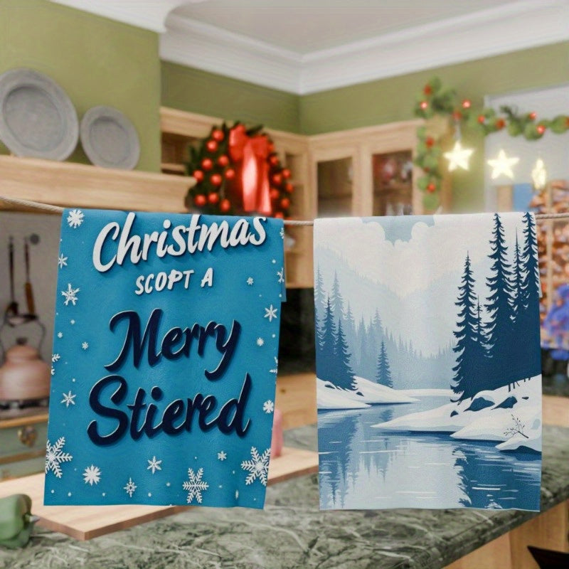 Kitchen Towels Set of 2, 18x66 cm, Christmas Winter Design