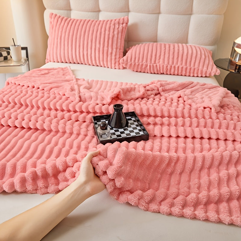 Soft Faux Rabbit Fur Throw Blanket for Couch Bed Travel All-Season Gift