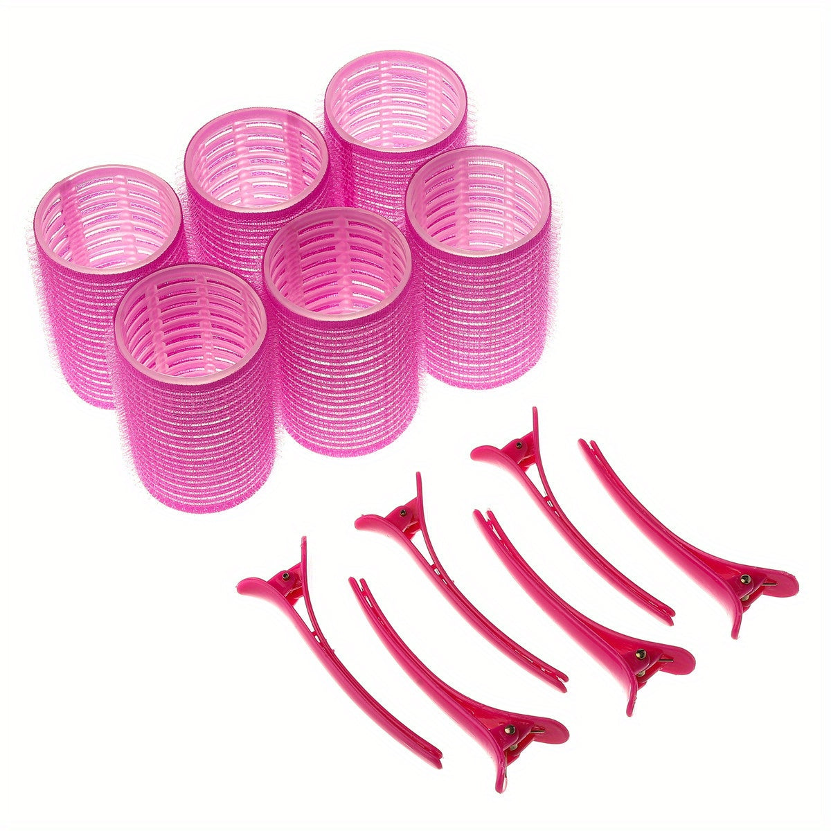 12-Piece Self-Gripping Hot Rollers Set for Long and Medium Hair 4cm Diameter with Hair Clips