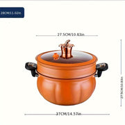 Mikro-bosimda pishiruvchi, bug'li, katta sig'imli, ikki quloqli dizayn, issiqlik izolyatsiyasi, uy oshxonasi uchun qovoq shaklidagi ko'p qatlamli pishirish qozoni