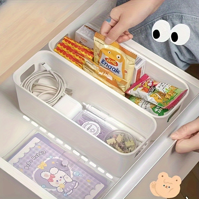 Juego de 2 cajas de almacenamiento de plástico blanco para cocina, dormitorio y baño