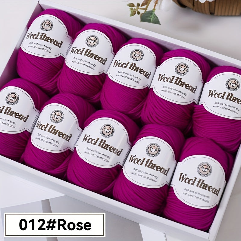 10pcs Multicolored Wool Yarn for Crochet and Knitting Soft Australian Wool