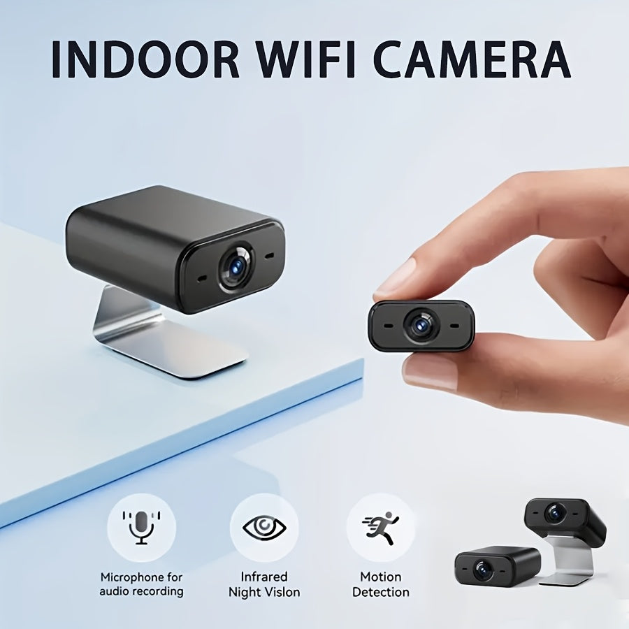 Мини WiFi внутренняя камера видеонаблюдения с ночным видением, обнаружением движения, совместимостью со смартфоном, питание от USB