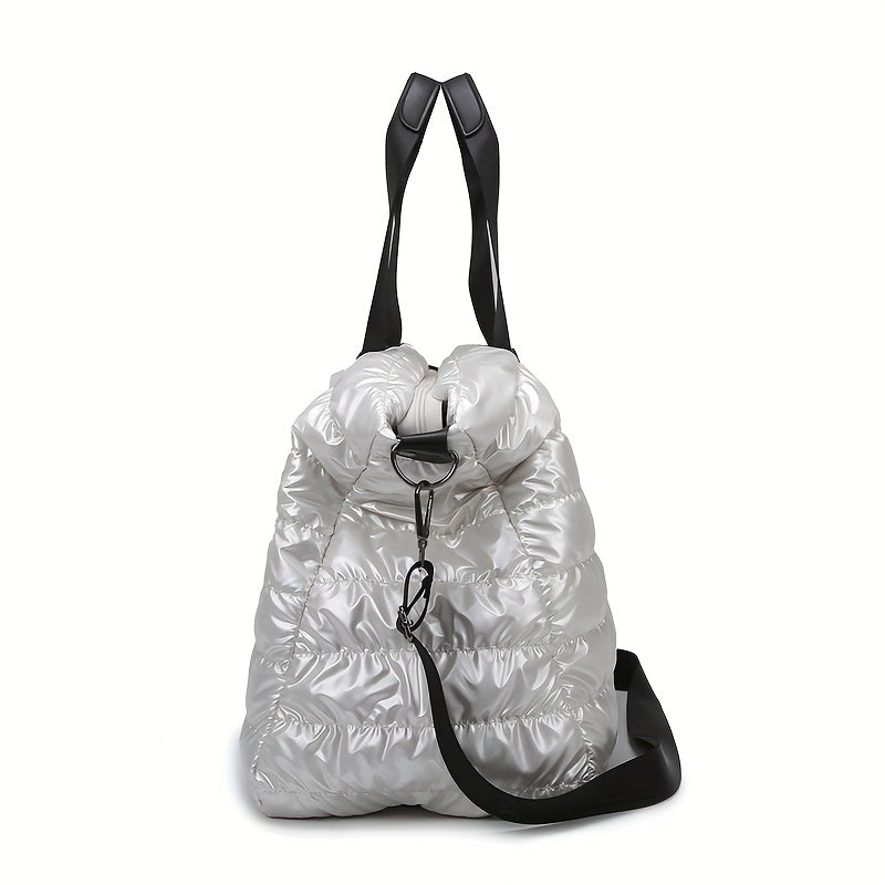 Oxford Cloth Travel Bag with Wet Dry Separation Sports Style Lightweight for Business Travel and School Black White