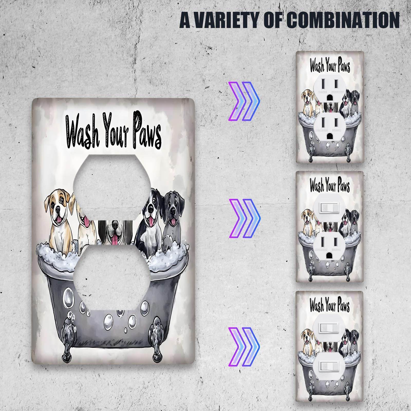 Decoración de pared con patrón de perro y fácil instalación con tornillo para dormitorio, baño, sala de estar