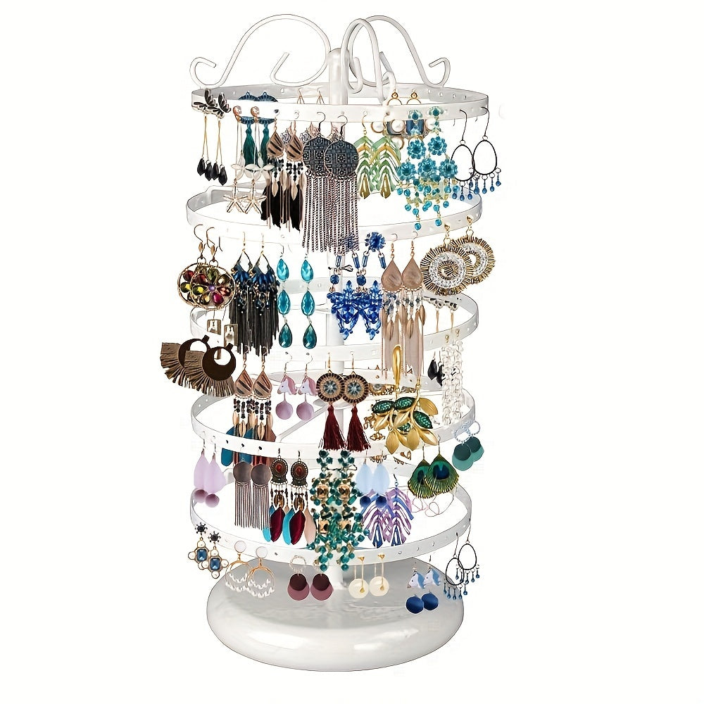 Rotating Metal Jewelry Rack with 5 Layers for Earrings and Studs Organizer Desktop Display